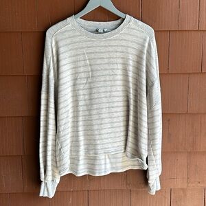 American Eagle Light Gray Striped Sweatshirt- Size Large